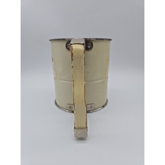 Androck Hand-i-Sift 3 Screen Flour Sifter Flowers Daisy Wood Handle Vtg - Works - Picture 4 of 12